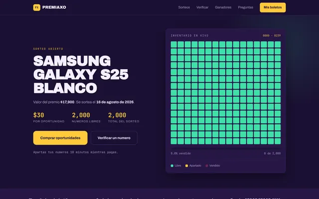 Captura del sitio de PREMIAXO