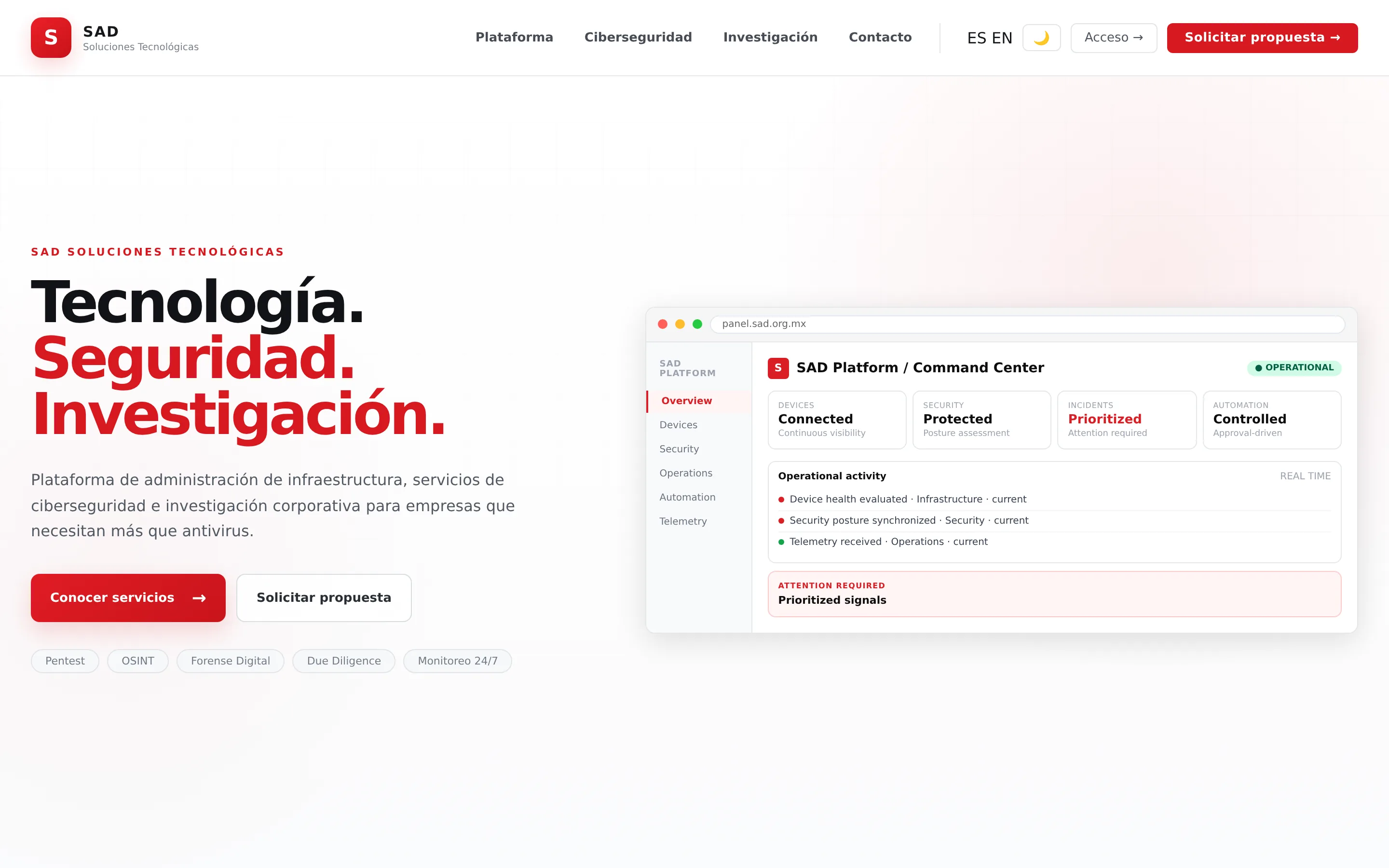 Sitio completo de SAD Soluciones Tecnológicas